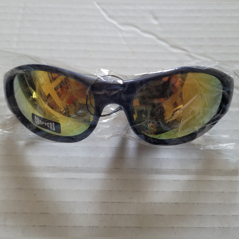 Choppers Purple Men Biker Sunglasses Fashion Orange Flame Arm Wrap Around